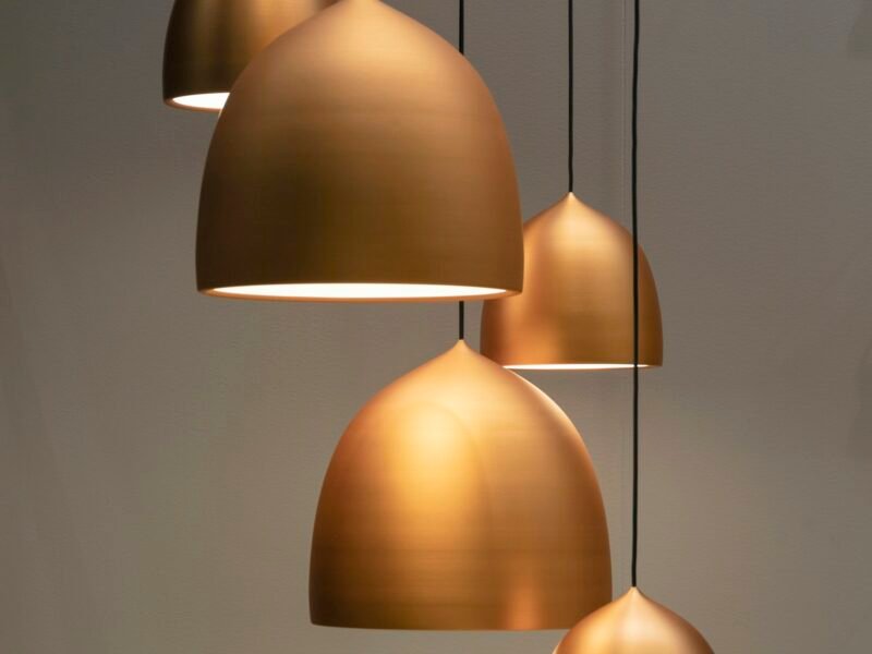 Warm brass pendant lights