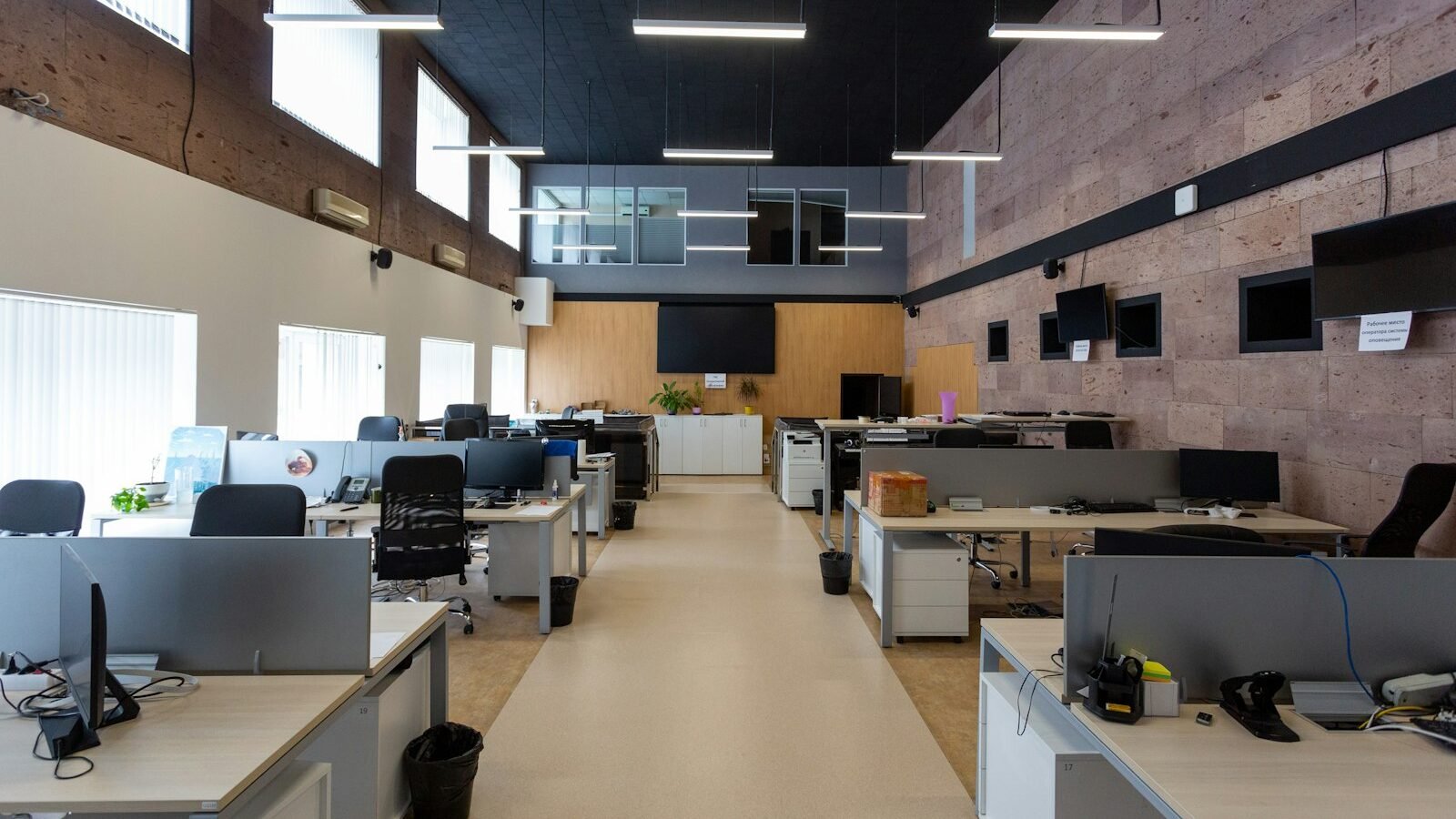 Open-plan office workstations designed for focus and comfort