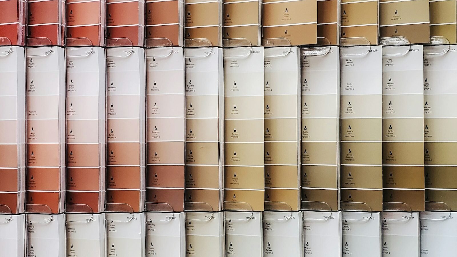 Warm neutral designer paint colour swatches
