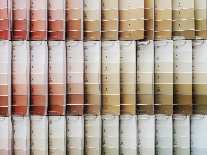 Warm neutral designer paint colour swatches